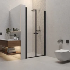 Celeste dobbel nisjedør 5mm 80-85x190 cm m/ sikkerhetsfolie, sort