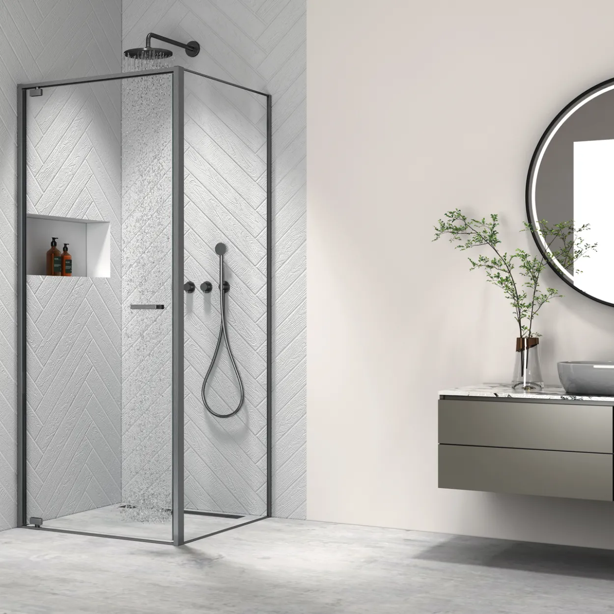 Celeste fascino sidevegg 90x200 cm m/sikkerhetsfolie børstet sort