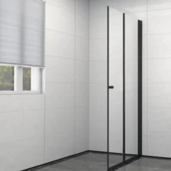 Celeste mh200 leddet dusjdør 80x190cm høyre sort m/sikkerhetsfolie