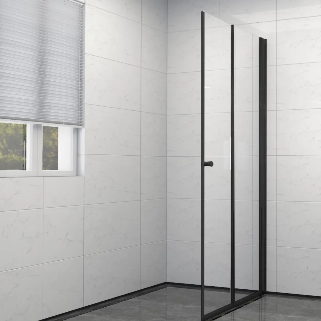 Celeste mh200 leddet dusjdør 80x190cm høyre sort m/sikkerhetsfolie