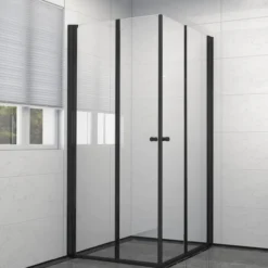 Celeste mh200 leddet dusjdør 80x190cm høyre sort m/sikkerhetsfolie
