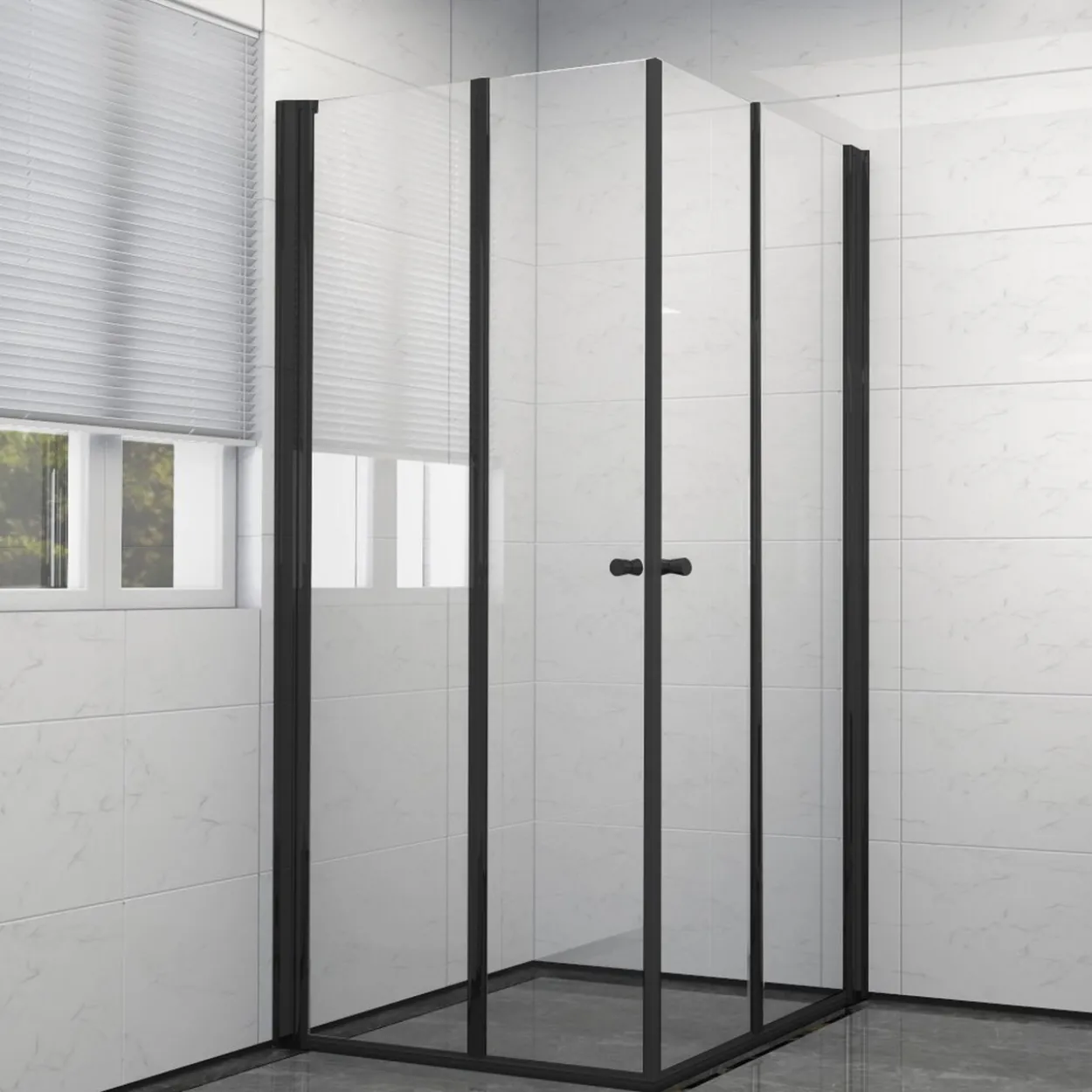 Celeste mh200 leddet dusjdør 80x190cm høyre sort m/sikkerhetsfolie