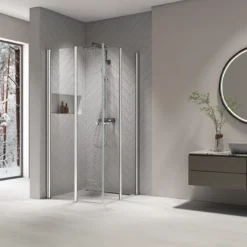 Celeste mh200 leddet dusjdør 90x190cm høyre krom m/sikkerhetsfolie