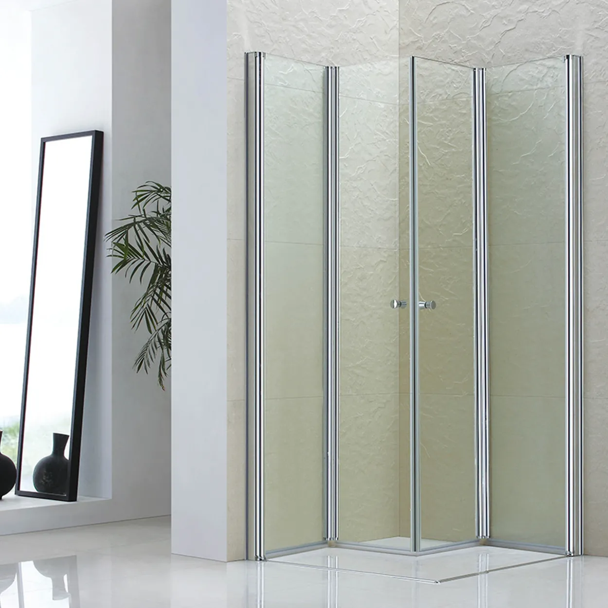 Celeste mh200 leddet dusjdør 80x190cm høyre krom m/sikkerhetsfolie