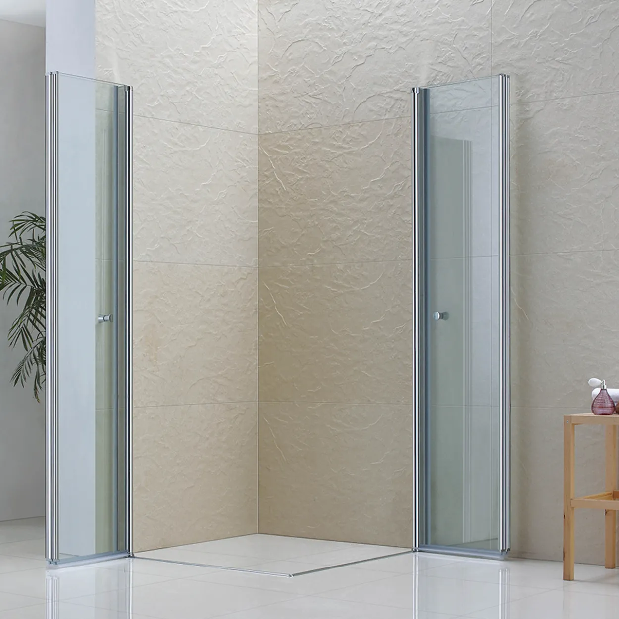 Celeste mh200 leddet dusjdør 80x190cm høyre krom m/sikkerhetsfolie