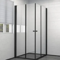 Celeste mh200 leddet dusjdør 80x190cm venstre sort m/sikkerhetsfolie