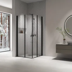 Celeste mh200 leddet dusjdør 90x190cm venstre sort m/sikkerhetsfolie