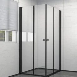 Celeste mh200 leddet dusjdør 90x190cm venstre sort m/sikkerhetsfolie
