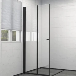 Celeste mh200 leddet dusjdør 90x190cm venstre sort m/sikkerhetsfolie