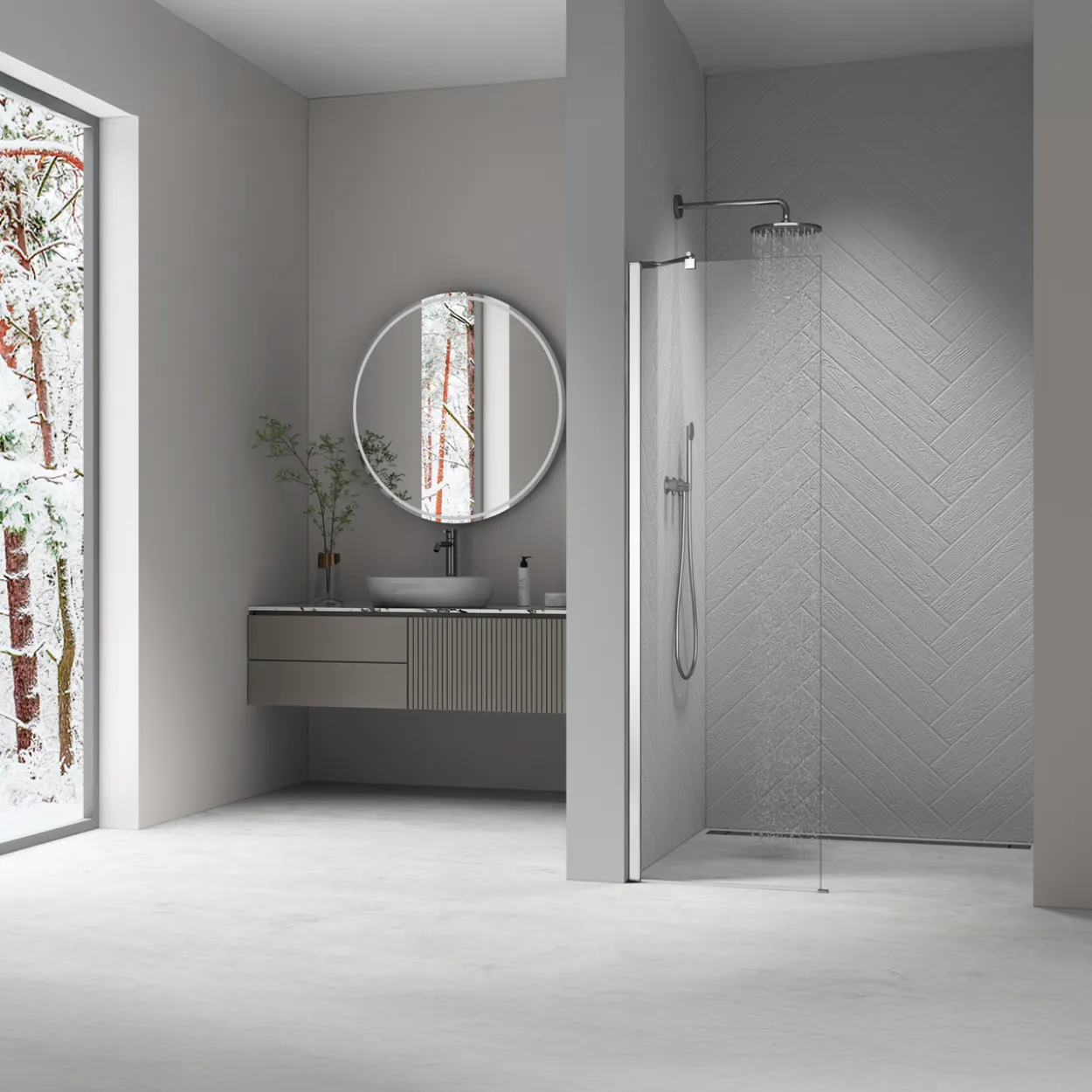 Celeste sidevegg til nisjedør 30x190 cm 5mm m/ sikkerhetsfolie, krom