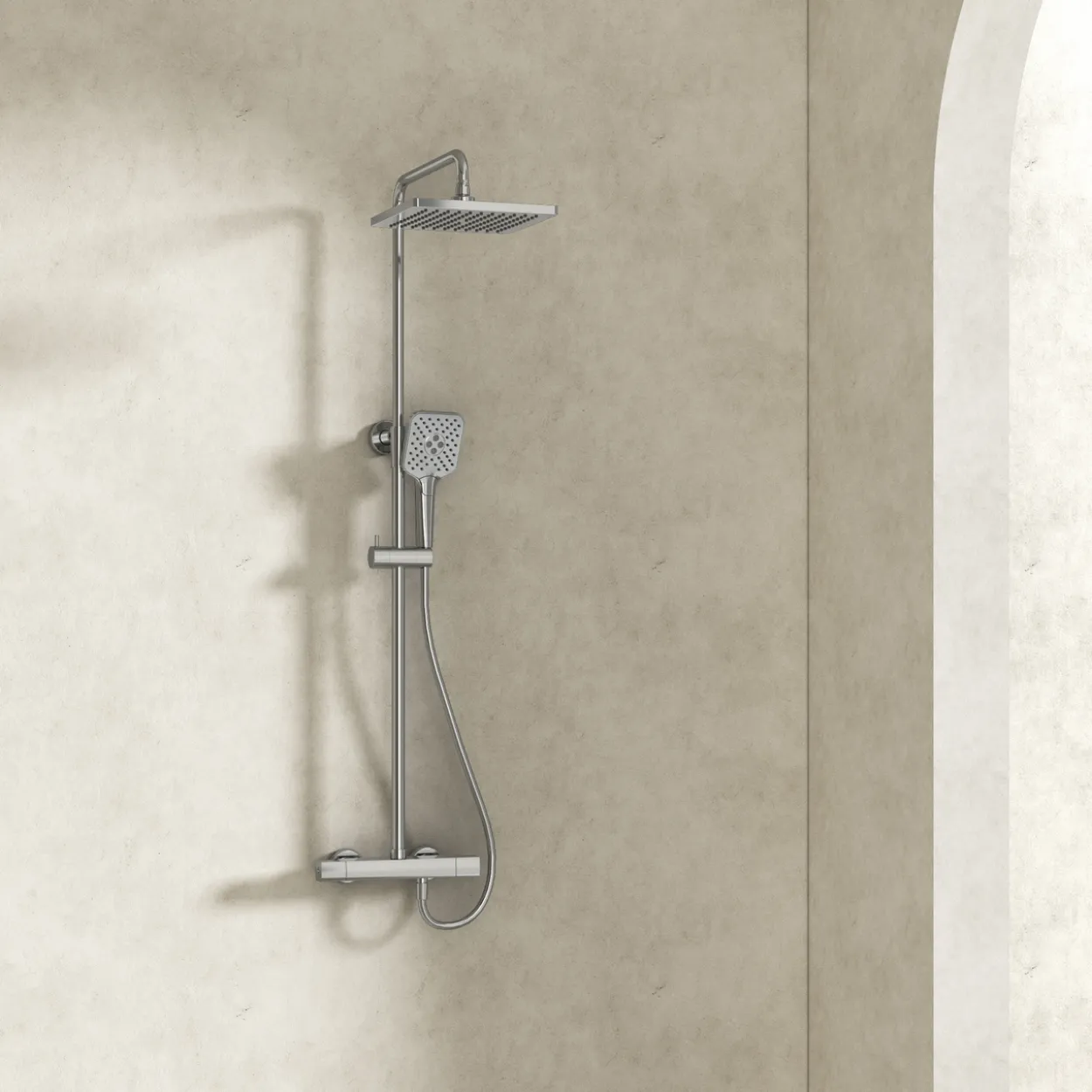 Celeste stone dusjsett m/dusjtermostat krom