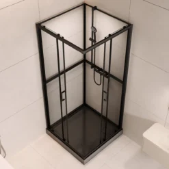 Celeste trento rett dusjkabinett 80x80x208 cm m/sikkerhetsfolie sort