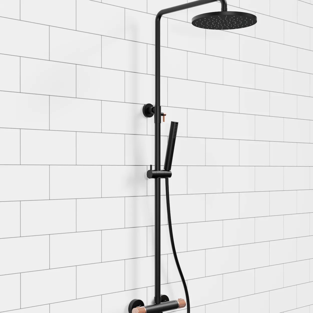 Celeste wakefield 250 dusjsett sort/kobber m/dusjtermostat