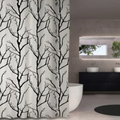 Debel dusjforheng tree 180x230 hvit/sort