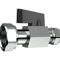 Fonta mini kuleventil 10mm x 1/2" m/omløper forkrommet