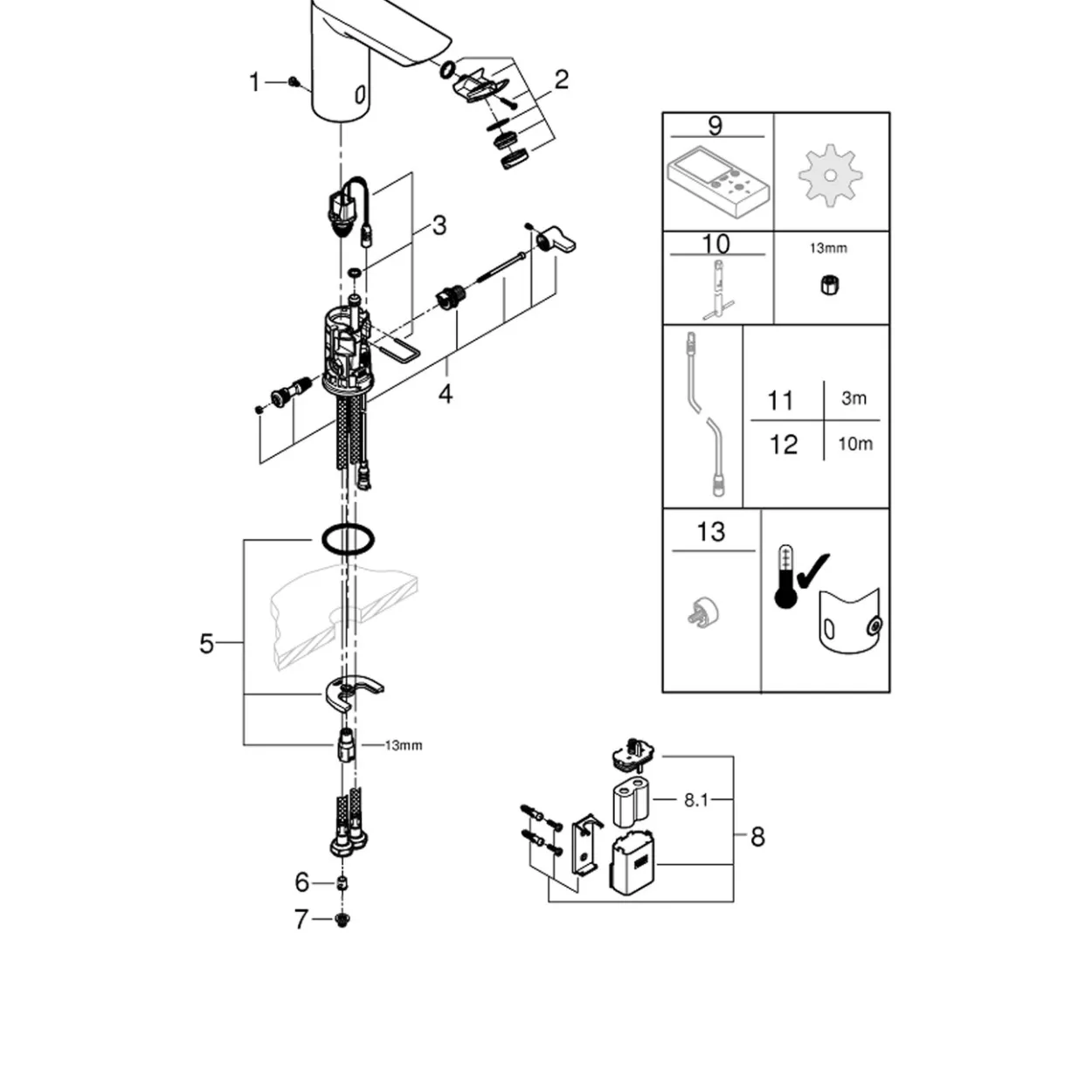 Grohe bau cosmopolitan e berøringsfritt servantbatteri krom