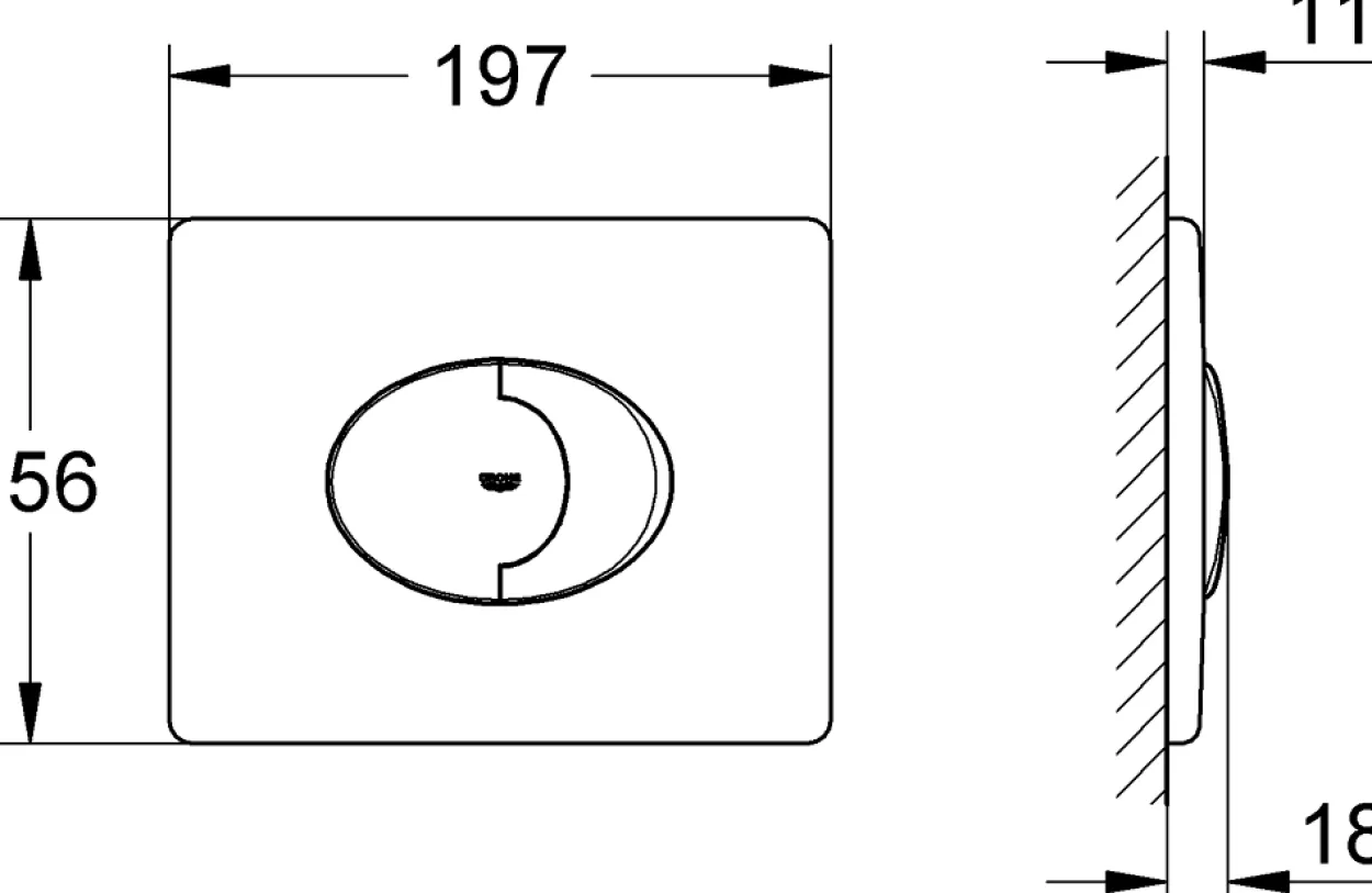 Grohe betjeningsplate wc skate air 2-skyll for topp/frontbetjent sisterne