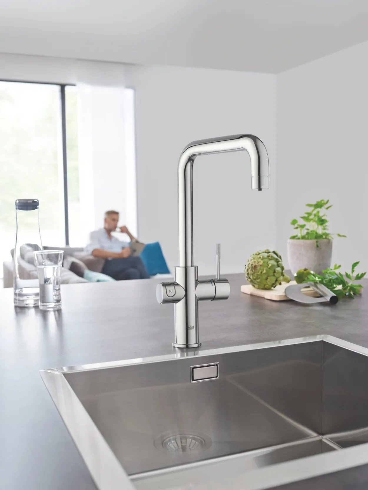 Grohe blue home kjøkkenarmatur m/u-tut, krom