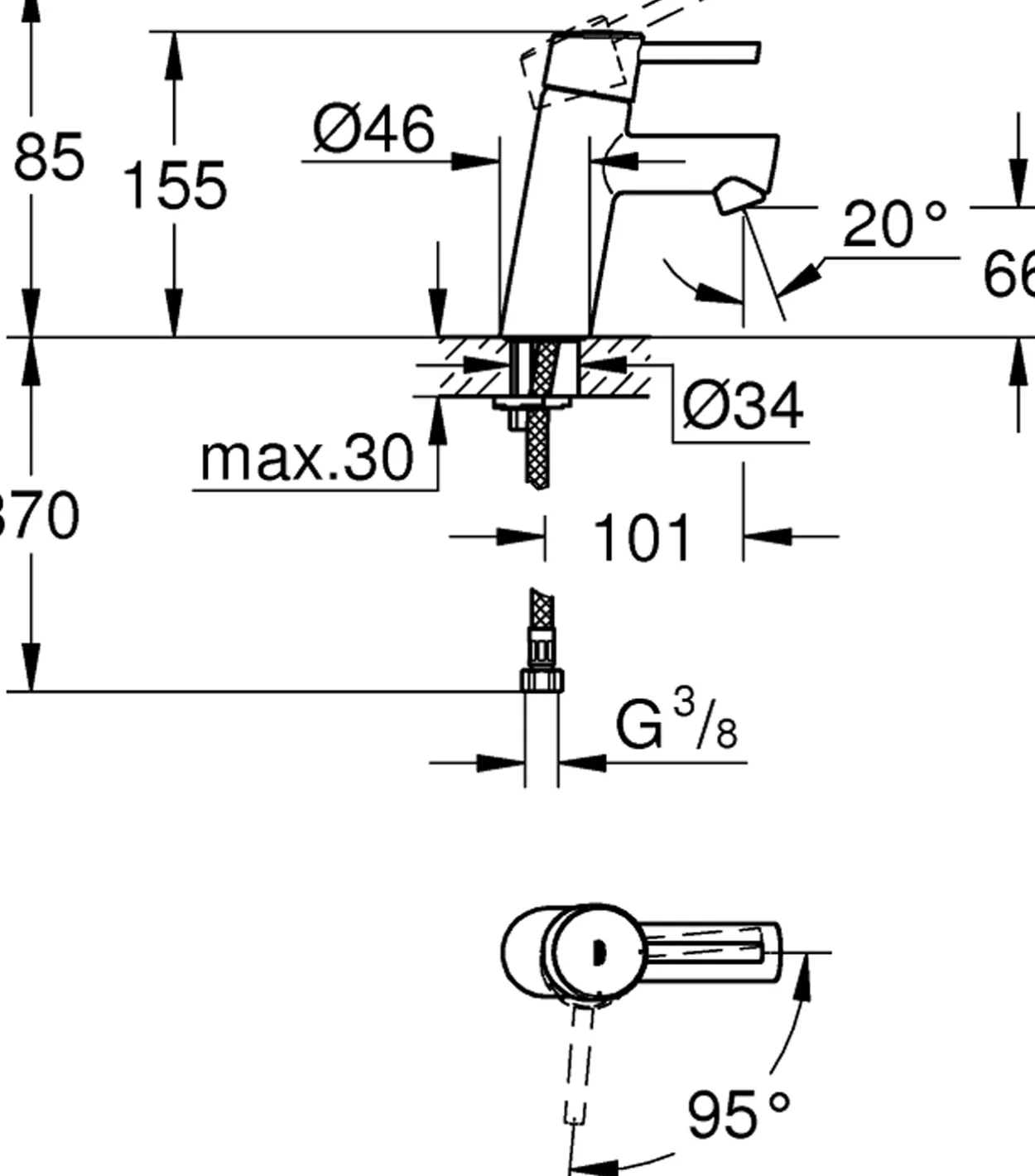Grohe concetto servantbatteri krom