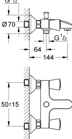 Grohe costa s kar- og dusjbatteri krom
