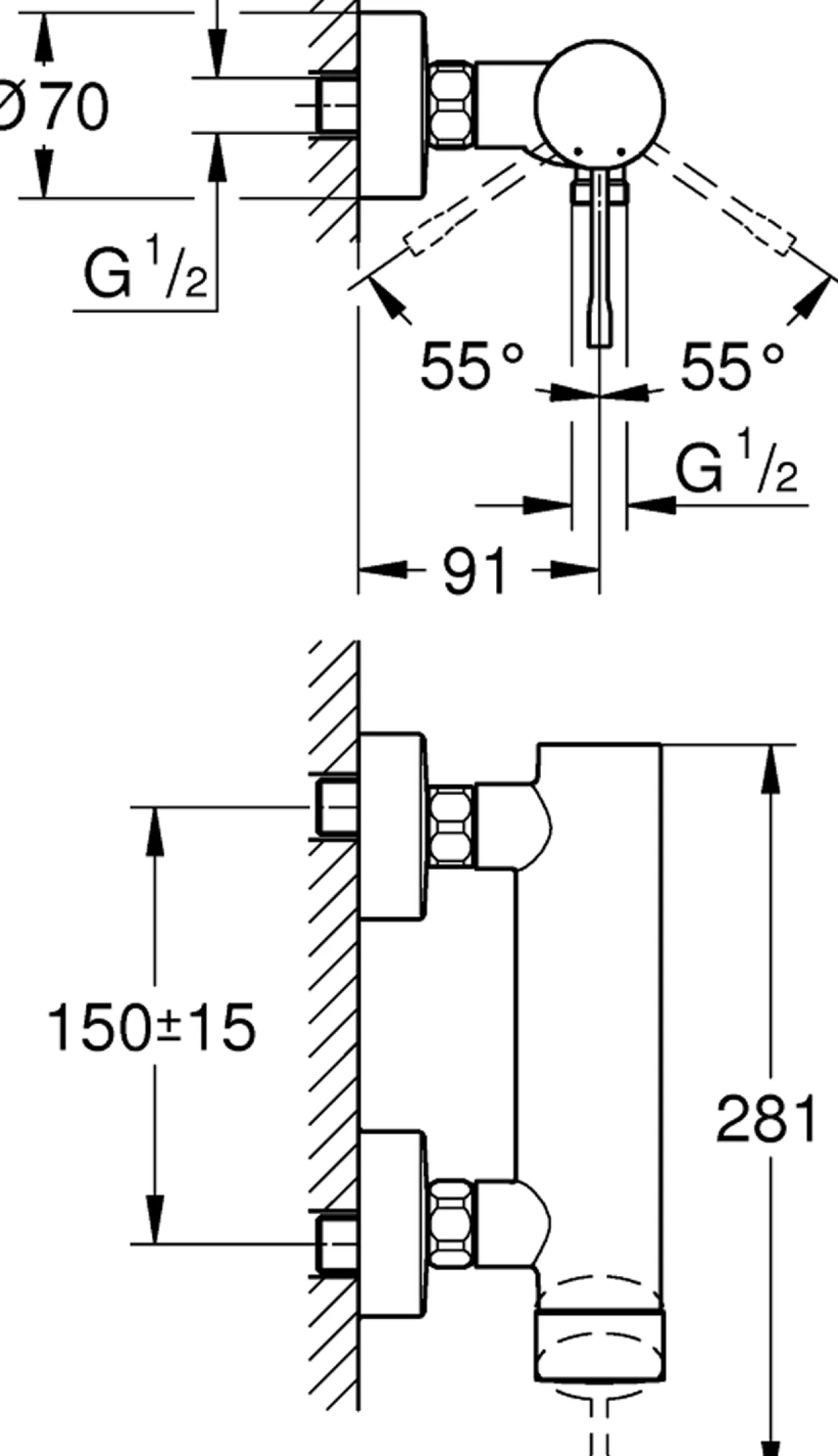 Grohe essence dusjbatteri børstet hard graphite