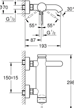 Grohe essence kar- og dusjbatteri cool sunrise