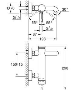 Grohe essence kar- og dusjbatteri krom