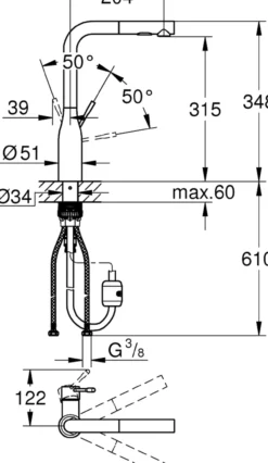 Grohe essence kjøkkenarmatur m/uttrekkbar dusj børstet warm sunset