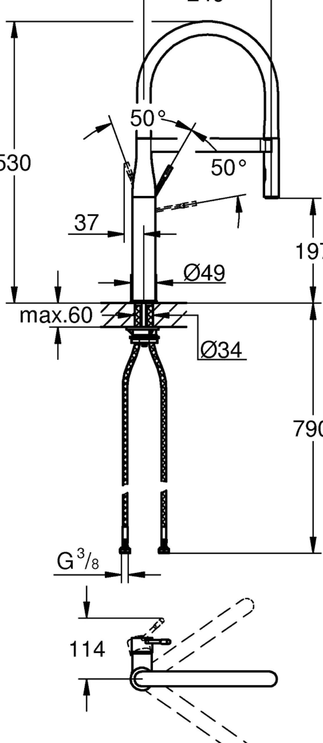 Grohe essence kjøkkenarmatur m/utrekkbar tut supersteel