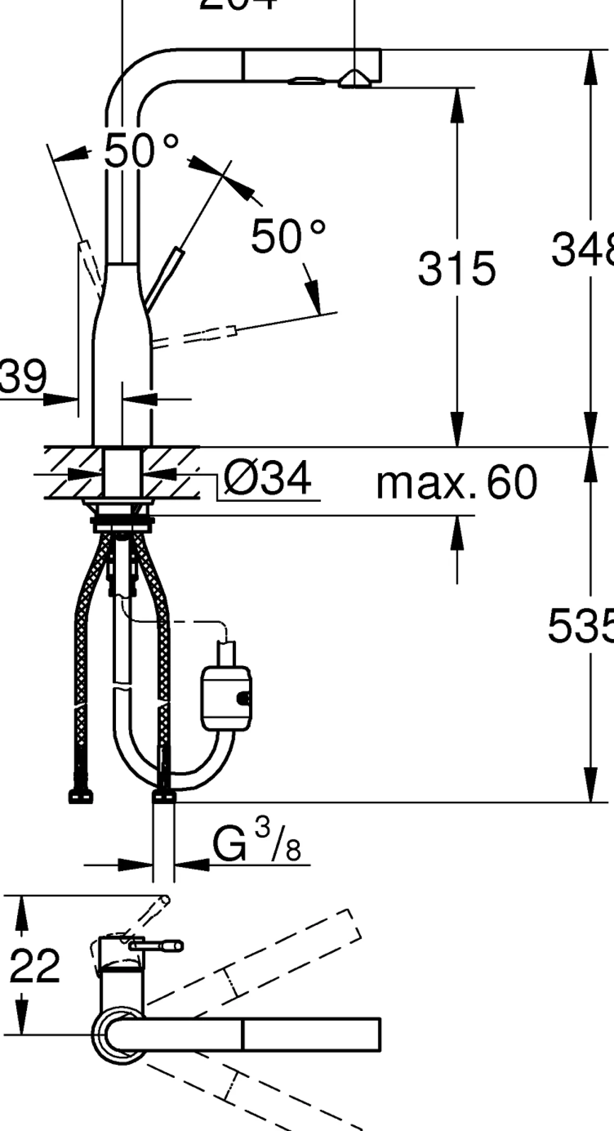 Grohe essence new kjøkkenarmatur m/l-tut