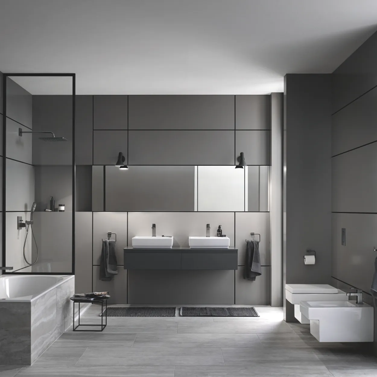 Grohe eurocube badekarbatteri for innbygging børstet hard grafitt