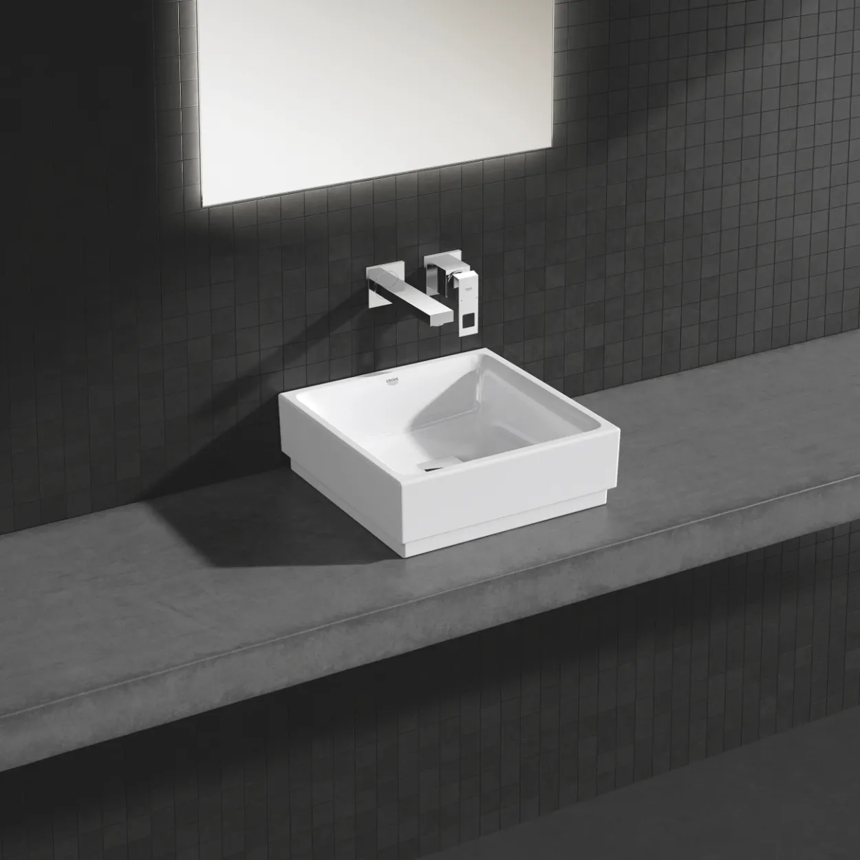 Grohe eurocube 2-hulls vegghengt servantbatteri small