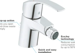 Grohe eurosmart bidéarmatur small m/oppløftsventil