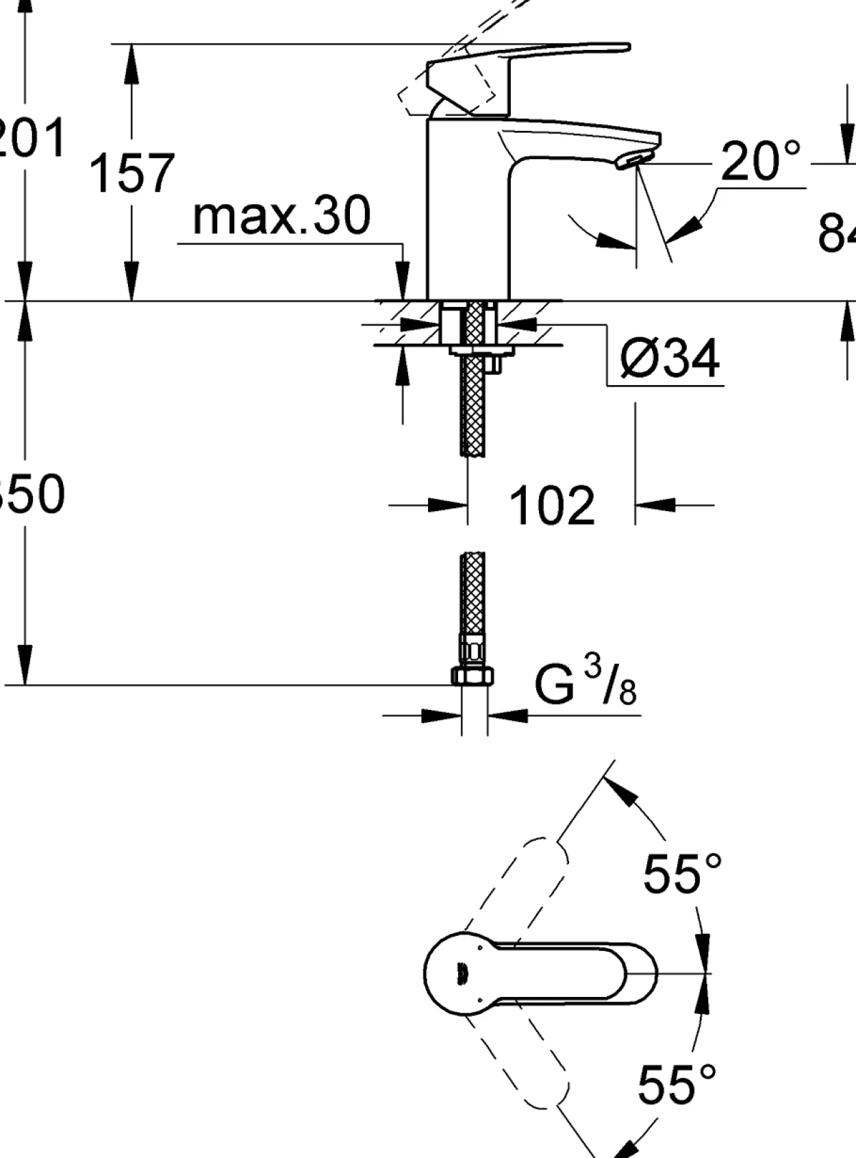 Grohe eurostyle cosmopolitan watersaving servantbatteri small