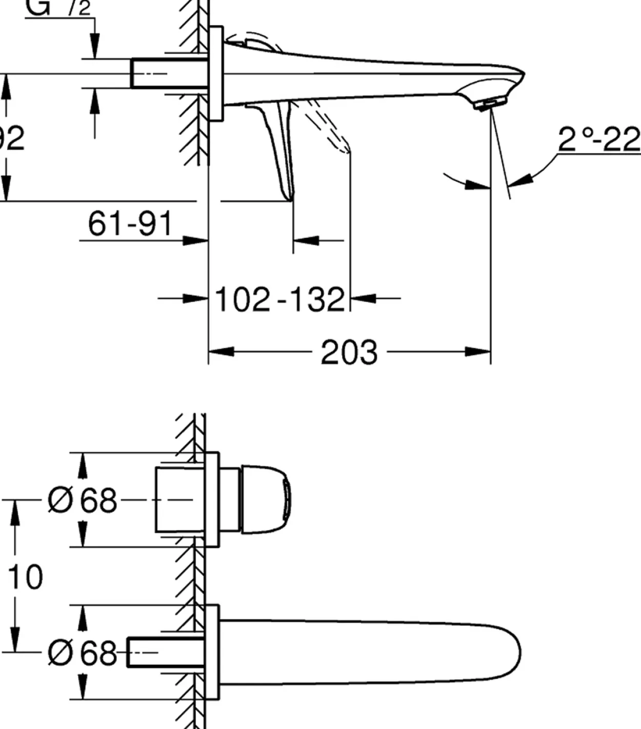 Grohe eurostyle 2-hulls servantbatteri m krom