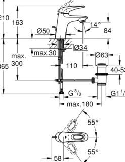 Grohe eurostyle servantbatteri small m/oppløftsventil, hvit/krom