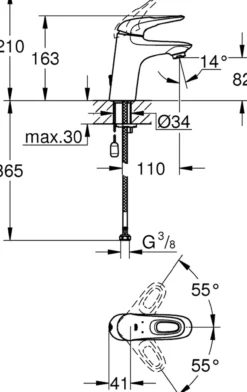 Grohe eurostyle servantbatteri m/kjede krom