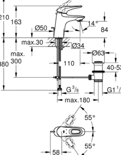 Grohe eurostyle s servantbatteri m/oppløft krom