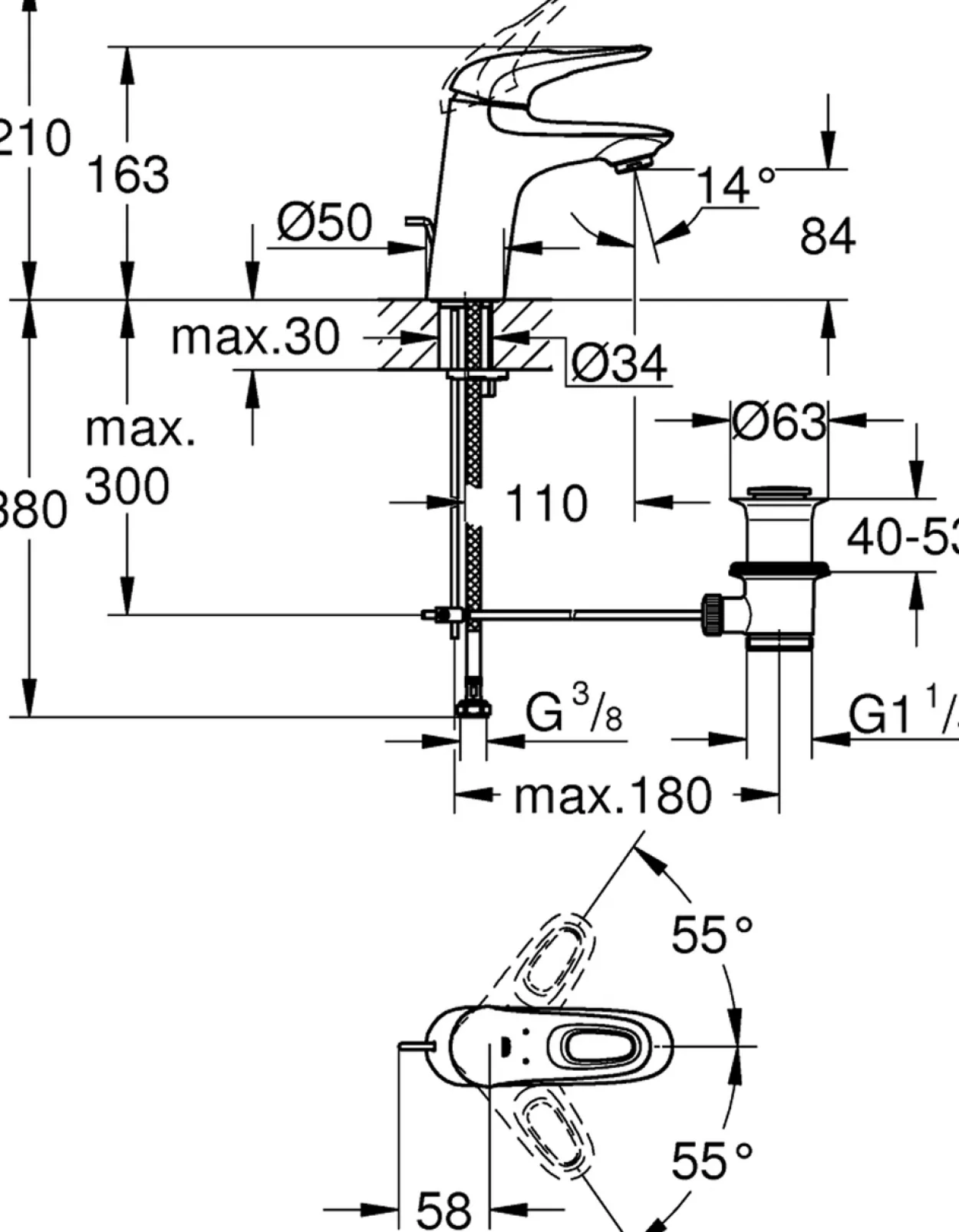 Grohe eurostyle s servantbatteri m/oppløft krom