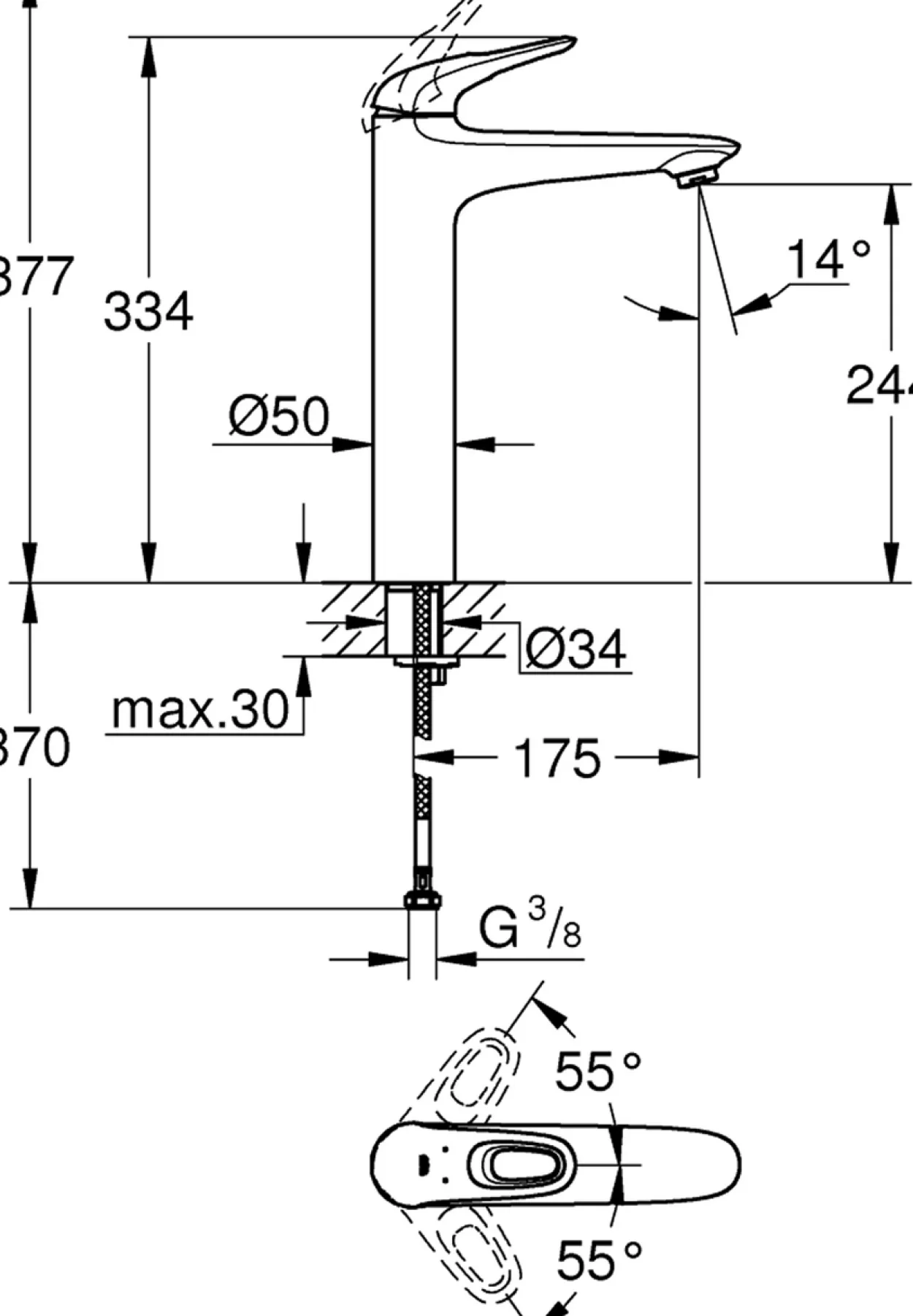 Grohe eurostyle xl servantbatteri månehvit
