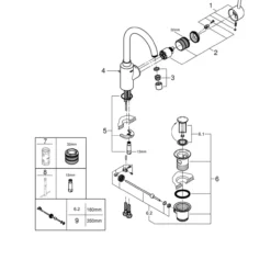 Grohe feel servantbatteri l-size krom