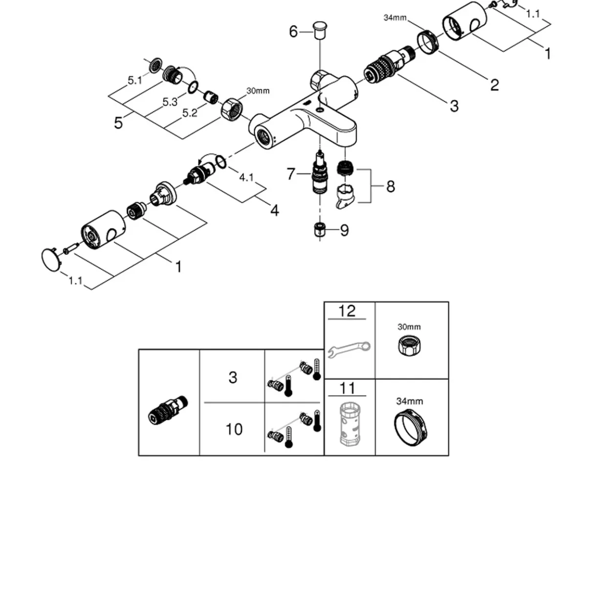 Grohe grohtherm 800 cosmopolitan kar-og dusjbatteri krom