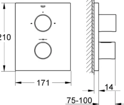Grohe grohtherm f termostatbatteri for to-veis sjalter