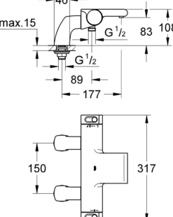 Grohe grohtherm 2000 kar- og dusjbatteri