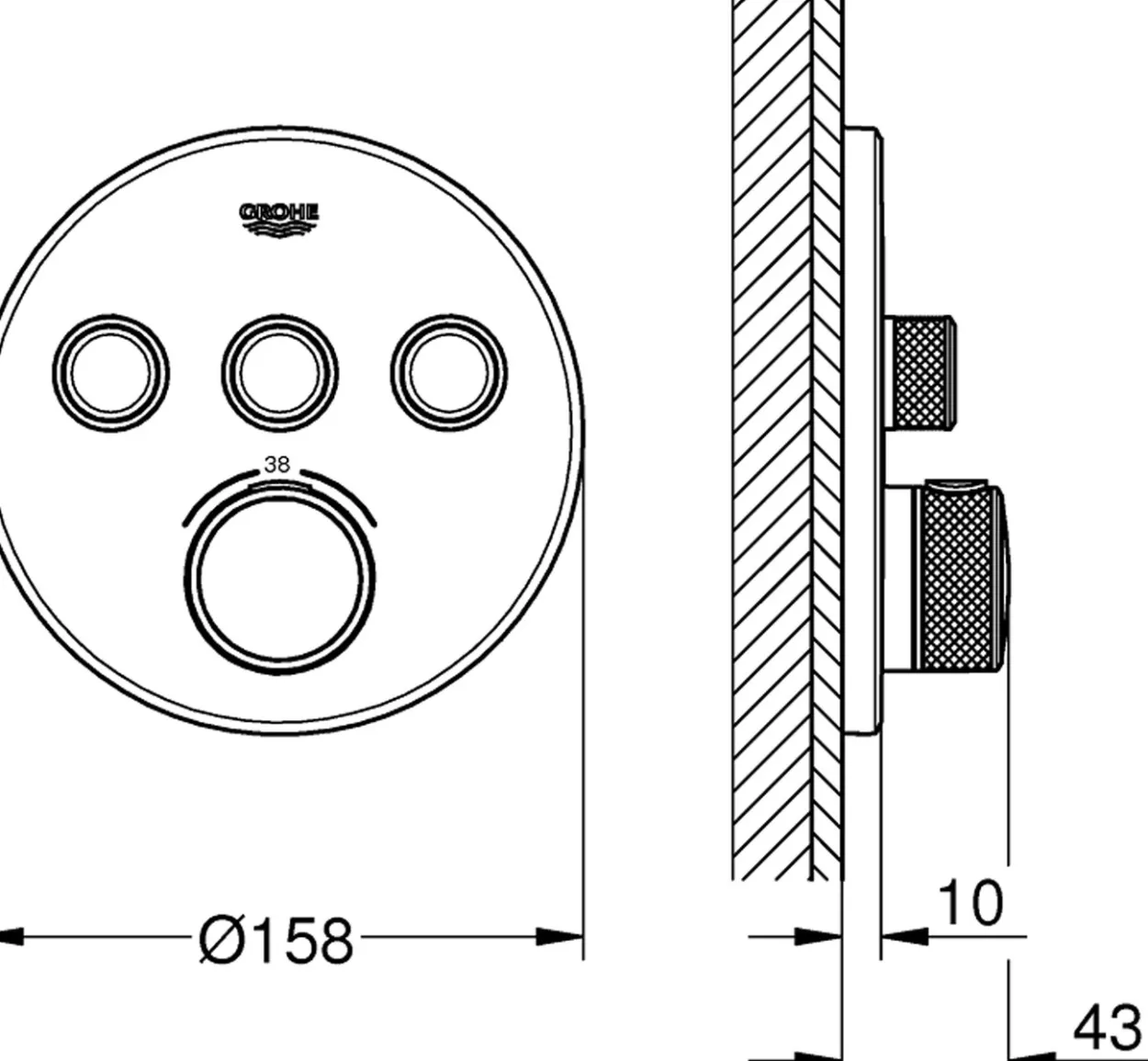 Grohe grohtherm smartcontrol dusjbatteri m/3 ventiler børstet hard graphite