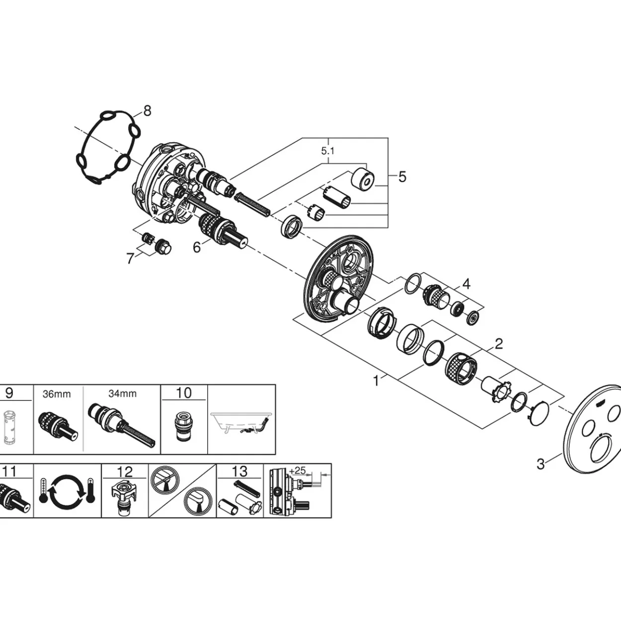 Grohe grohtherm smartcontrol termostat m/2 ventiler børstet hard grafitt