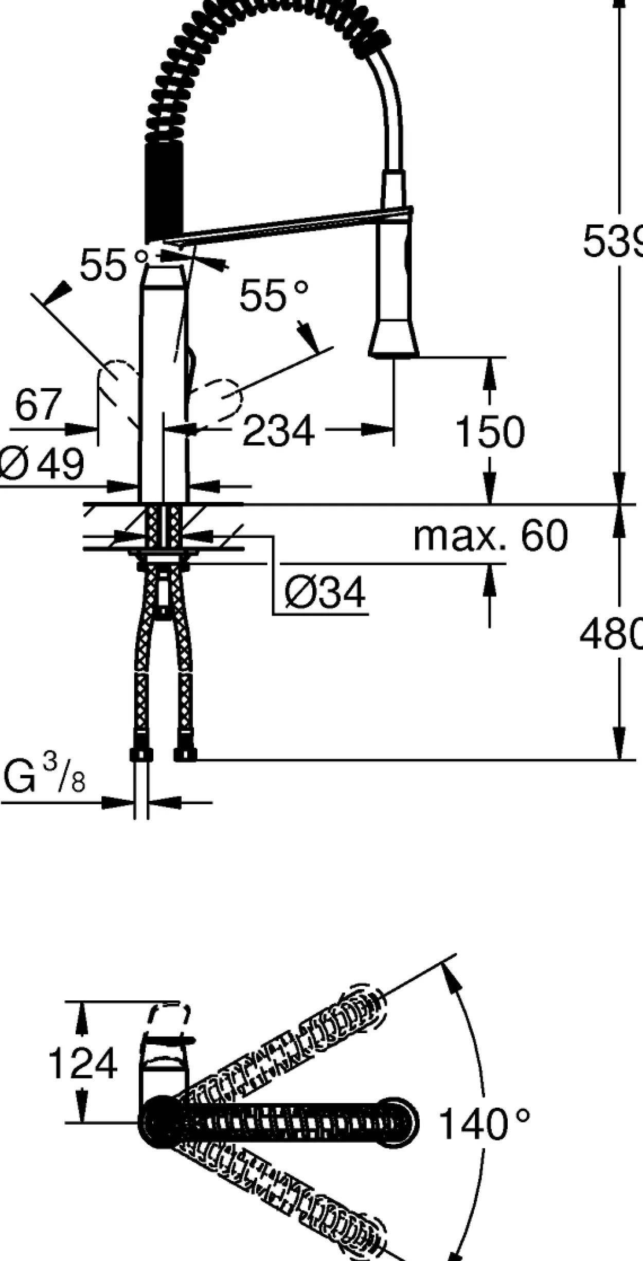 Grohe k7 kjøkkenarmatur medium m/uttrekkbar tut
