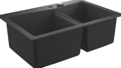 Grohe k700 kjøkkenkum dobbel 84x56 cm sort kvartskompositt m/avløpsgarnityr