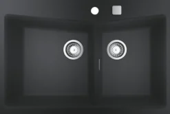 Grohe k700 kjøkkenkum dobbel 84x56 cm sort kvartskompositt m/avløpsgarnityr