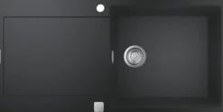 Grohe k500 kjøkkenkum 100x50 cm sort kvartskompositt m/avløpsgarnityr